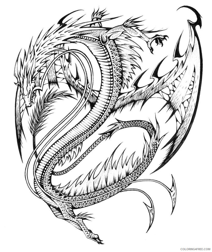 Dragon Coloring Pages Animal Printable Sheets Cool Dragon Adult 2021 1741 Coloring4free