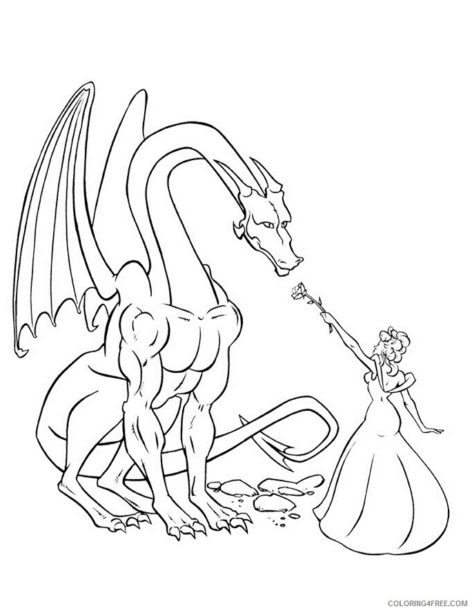 Dragon Coloring Pages Animal Printable Sheets Princess and Dragon 2021 1762 Coloring4free