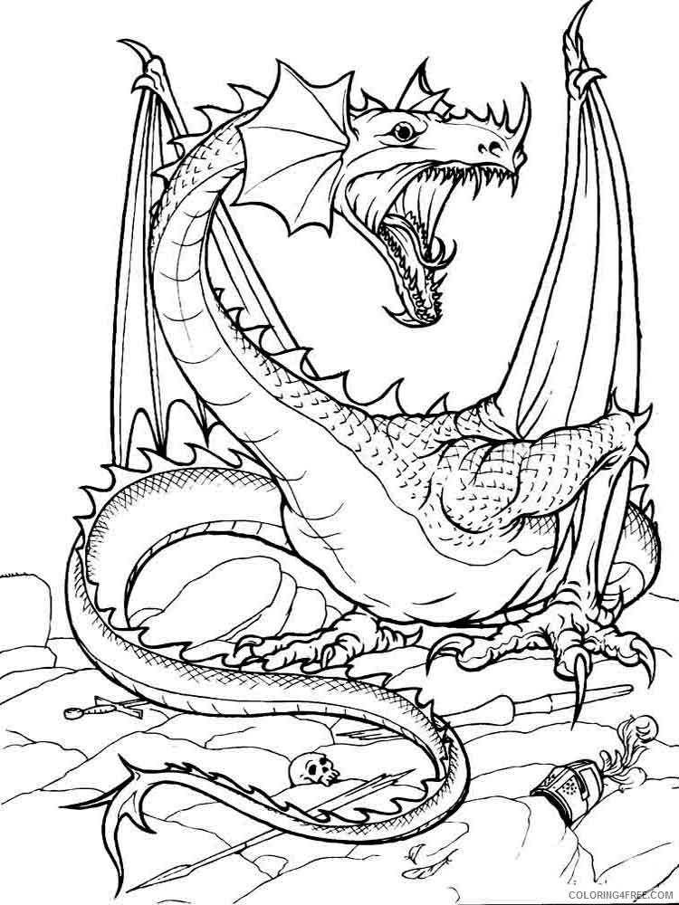 Dragon Coloring Pages Animal Printable Sheets animals dragon 21 2021 1735 Coloring4free