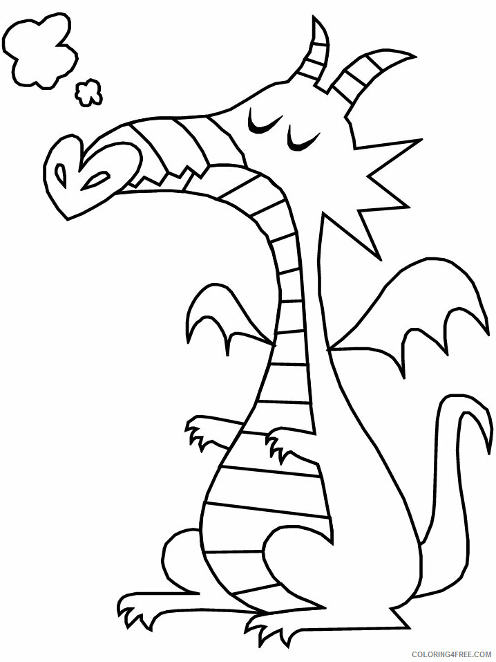Dragon Coloring Pages Animal Printable Sheets simple dragon fantasy 2021 1765 Coloring4free