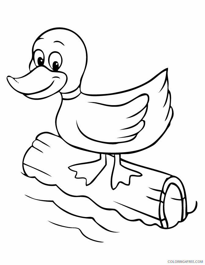 Duck Coloring Pages Animal Printable Sheets Duck on a Log 2021 1822 Coloring4free