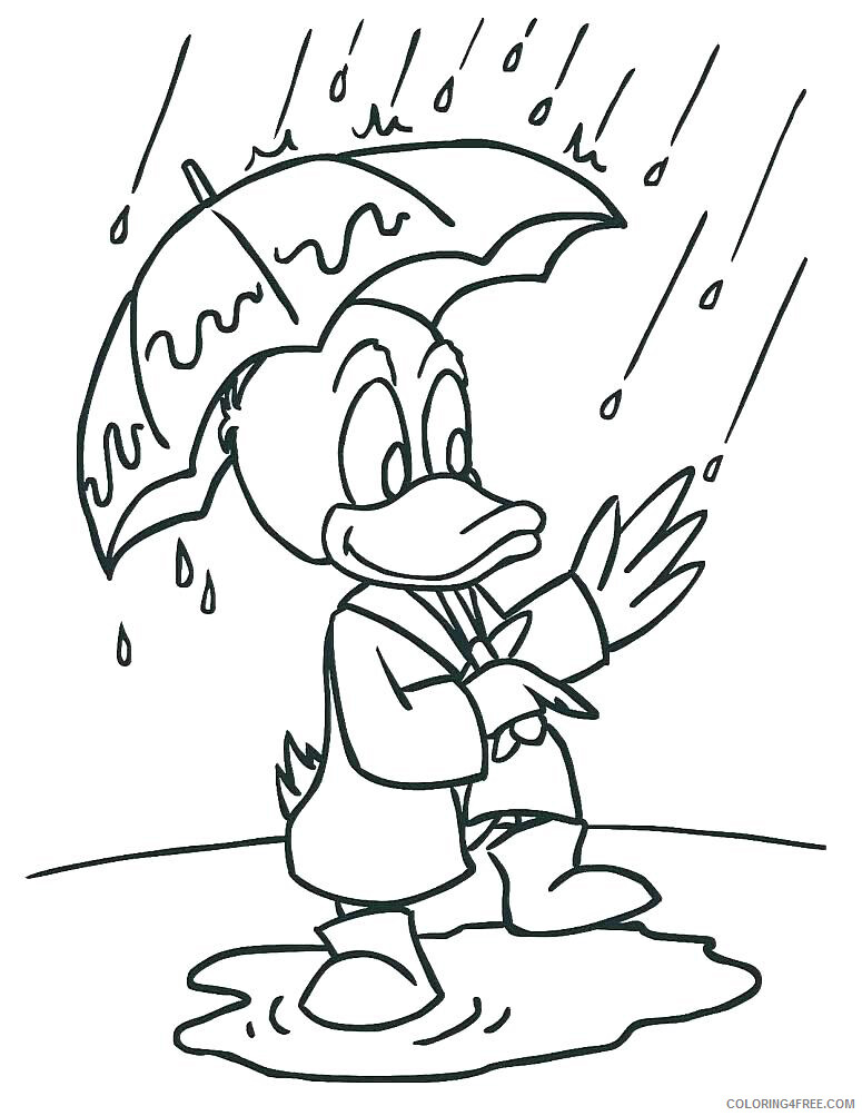 Duck Coloring Pages Animal Printable Sheets Duck with Umbrella 2021 1831 Coloring4free