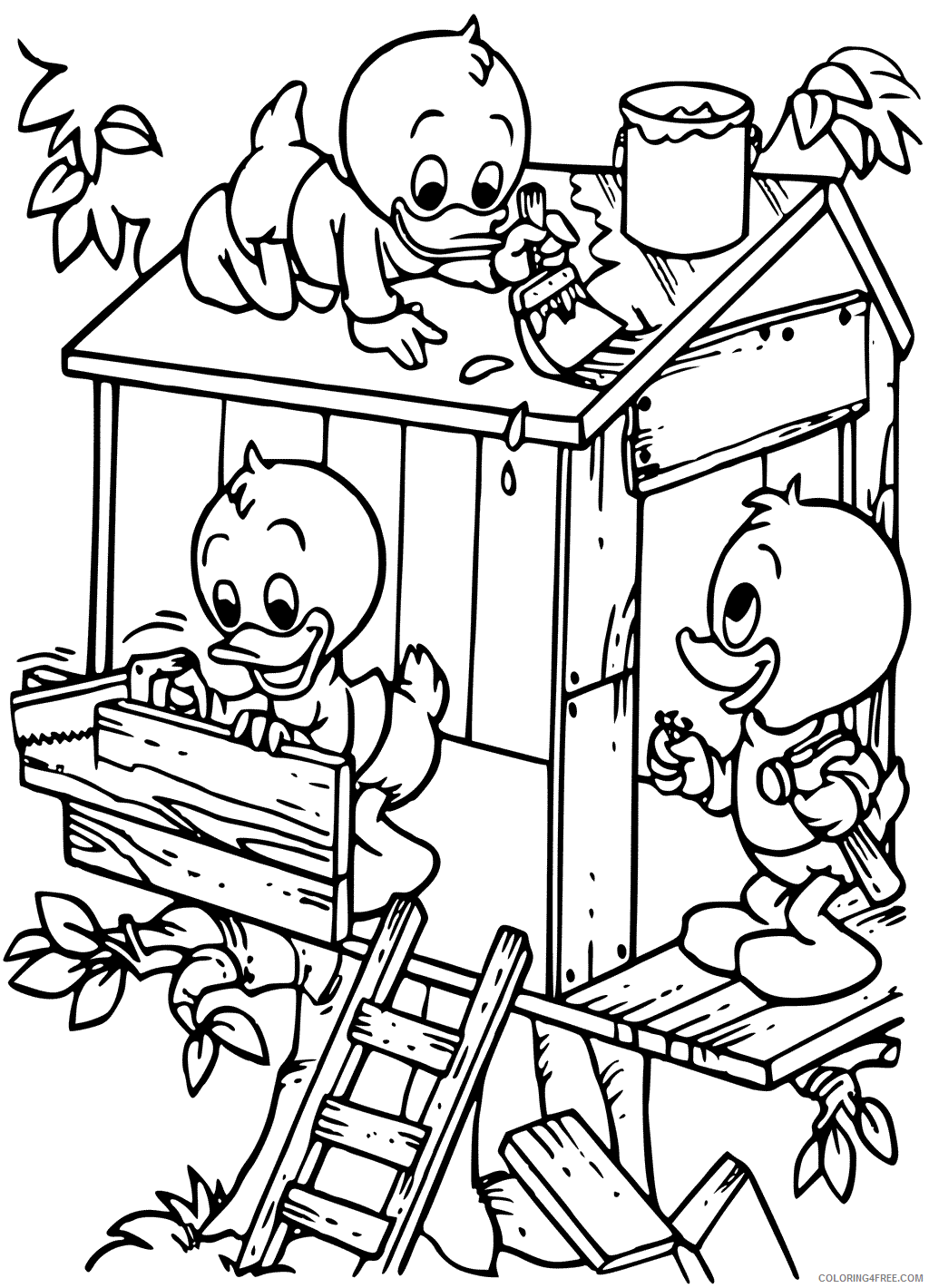 Duck Coloring Pages Animal Printable Sheets Ducks building Treehouse 2021 1825 Coloring4free
