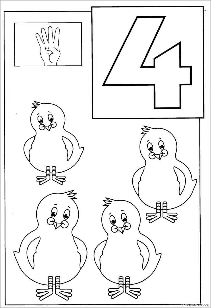 Duck Coloring Pages Animal Printable Sheets number 4 baby ducks 2021 1839 Coloring4free