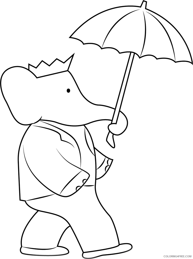 Elephant Coloring Pages Animal Printable Sheets Elephant With Umbrella 2021 Coloring4free
