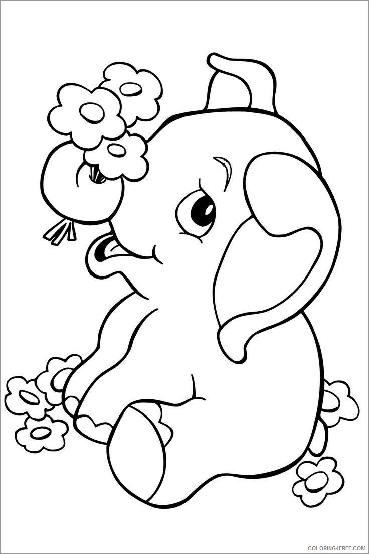 Elephant Coloring Pages Animal Printable Sheets baby elephant 2021 1929 Coloring4free