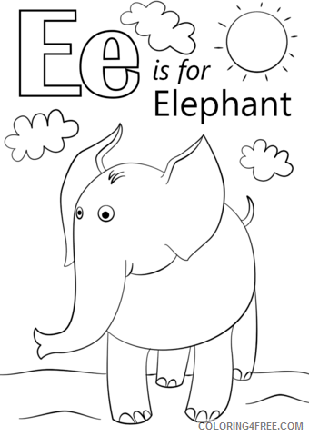 Elephant Coloring Pages Animal Printable Sheets letter e is for elephant 2021 1972 Coloring4free