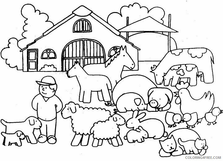 Farm Animal Coloring Pages Animal Printable Sheets Farmer and Animals 2021 2045 Coloring4free