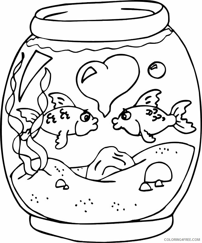 Fish Coloring Pages Animal Printable Sheets Fish Bowl 2021 2081 Coloring4free