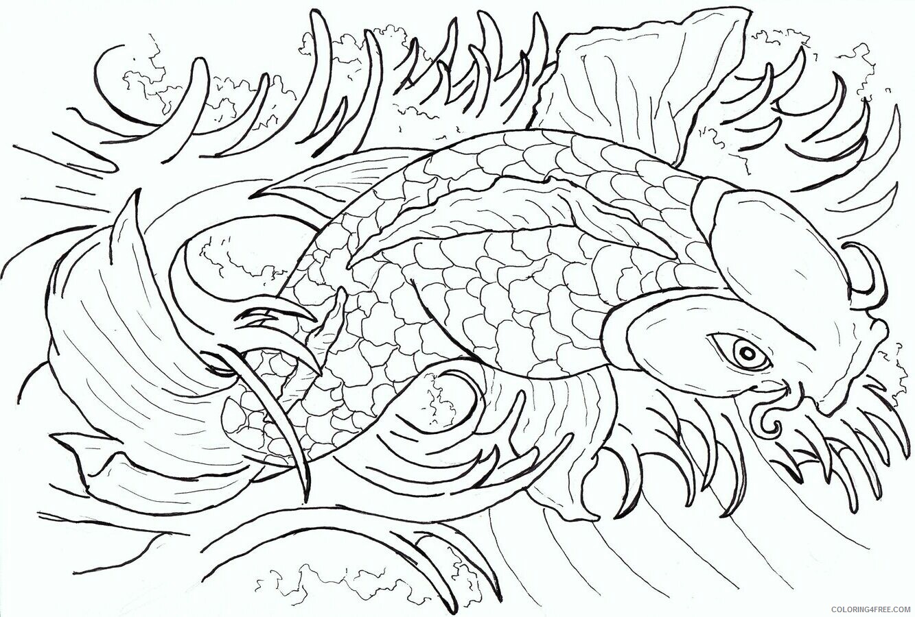 Fish Coloring Pages Animal Printable Sheets Fish Tattoo 2021 2093 Coloring4free