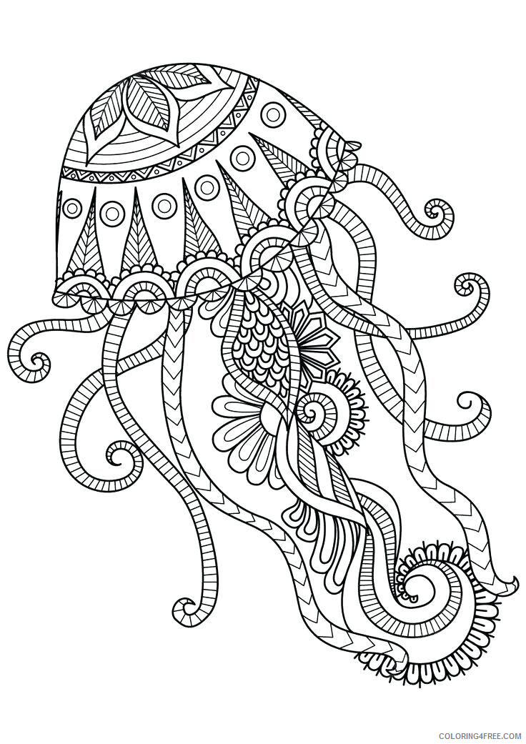 Fish Coloring Pages Animal Printable Sheets Jellyfish Animal Mandala 2021 2106 Coloring4free