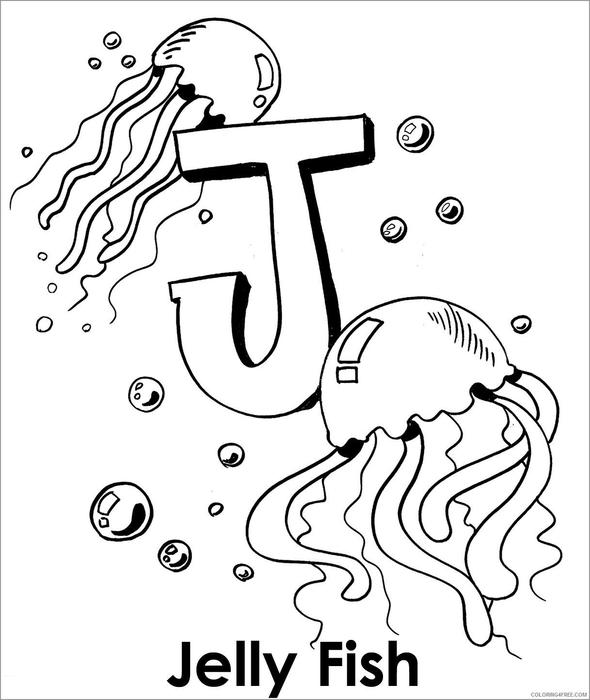Fish Coloring Pages Animal Printable Sheets j for jellyfish 2021 2108 Coloring4free