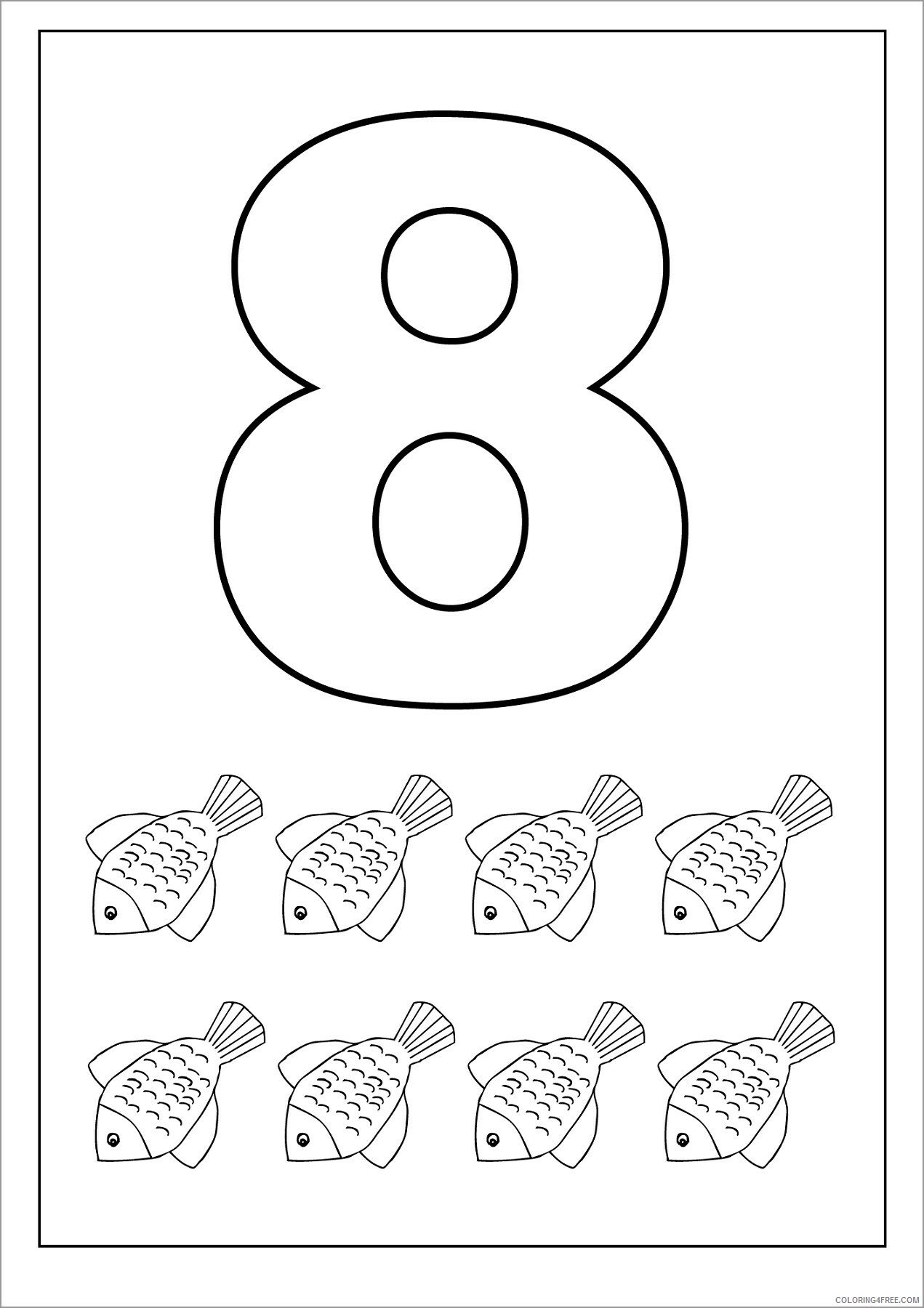 Fish Coloring Pages Animal Printable Sheets number 8 fish 2021 2111 Coloring4free