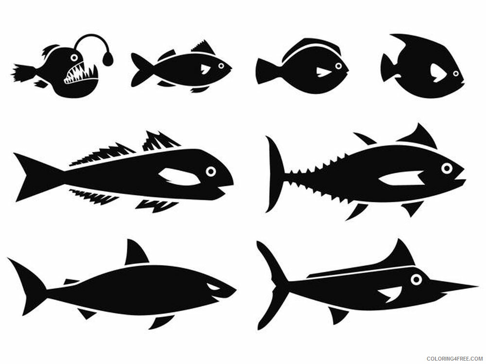 Fish Stencils Coloring Pages Animal Printable Sheets fish stencils 8 2021 2130 Coloring4free