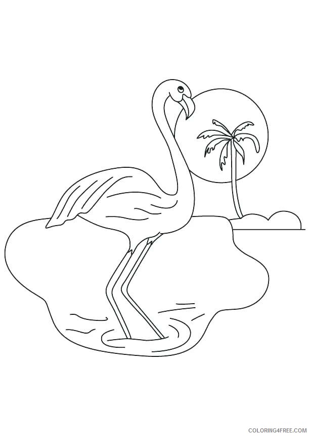 Flamingos Coloring Pages Animal Printable Sheets Tropical Scene Easy 2021 2153 Coloring4free