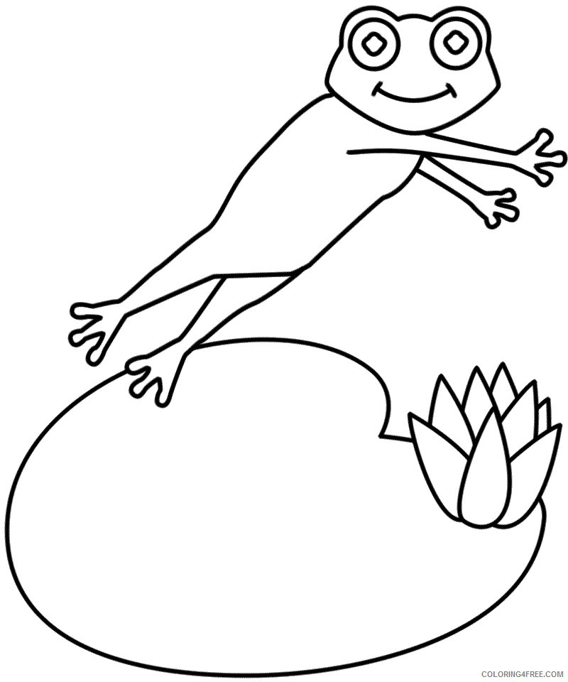 Frog Coloring Pages Animal Printable Sheets Adorable Frog and Lily Pad 2021 2266 Coloring4free