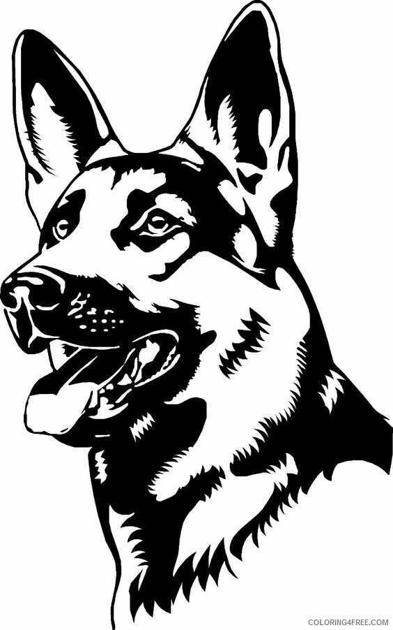 German Shepherd Coloring Pages Animal Printable Sheets Line Art Drawing to 2021 Coloring4free