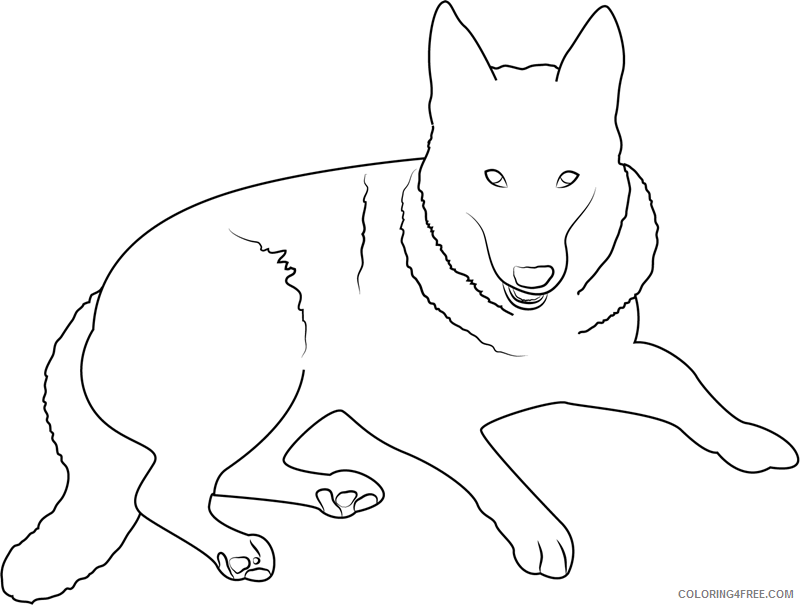 German Shepherd Coloring Pages Animal Printable Sheets Line Drawing 2021 2355 Coloring4free