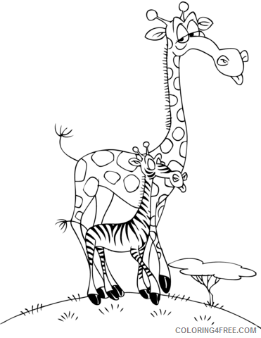 Giraffe Coloring Pages Animal Printable Sheets cartoon giraffe with a zebra 2021 Coloring4free
