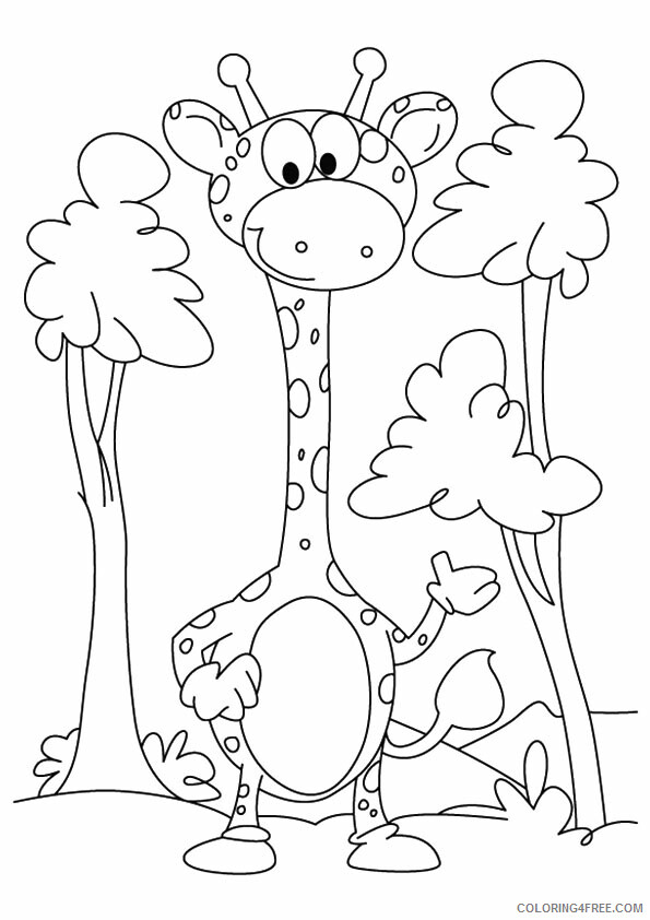 Giraffe Coloring Pages Animal Printable Sheets the baby giraffe among trees 2021 Coloring4free