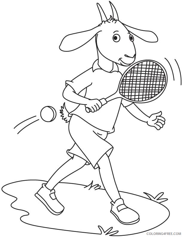 Goat Coloring Pages Animal Printable Sheets goat playing tennis 2021 2430 Coloring4free