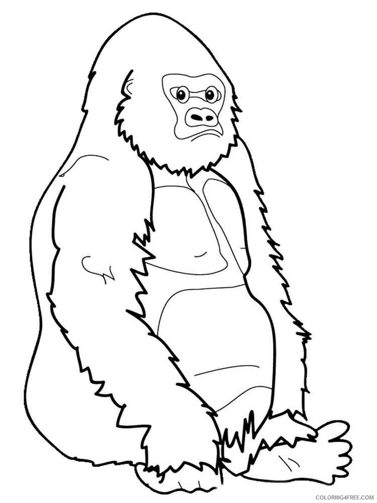 Gorilla Coloring Pages Animal Printable Sheets gorilla 15 2021 2504 Coloring4free
