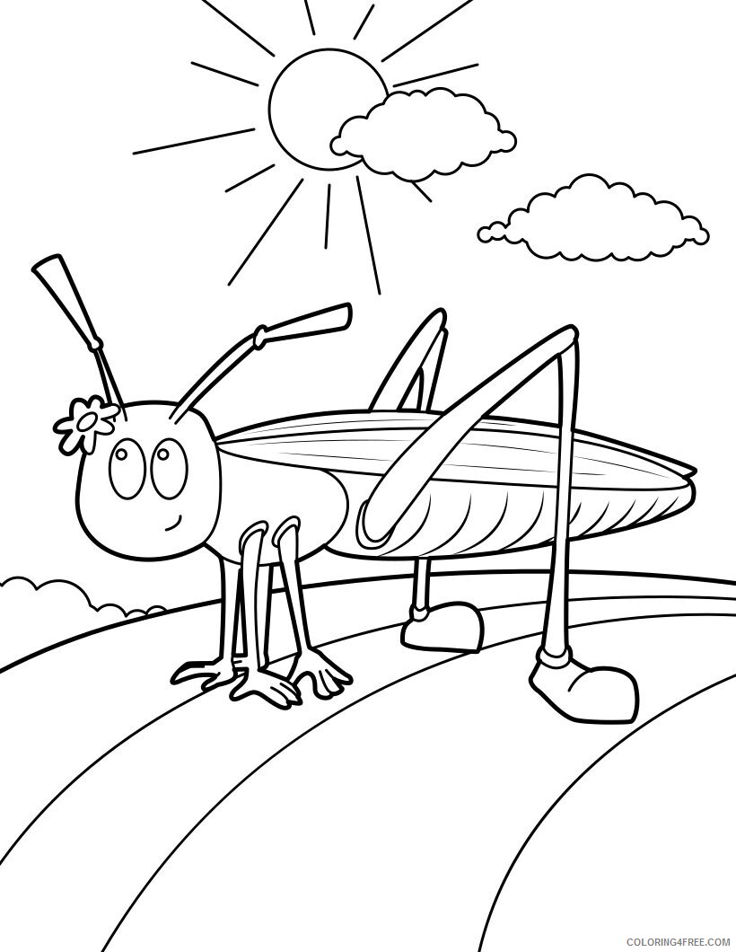 Grasshopper Coloring Pages Animal Printable Sheets grasshopper 3a9 on insect 2021 Coloring4free