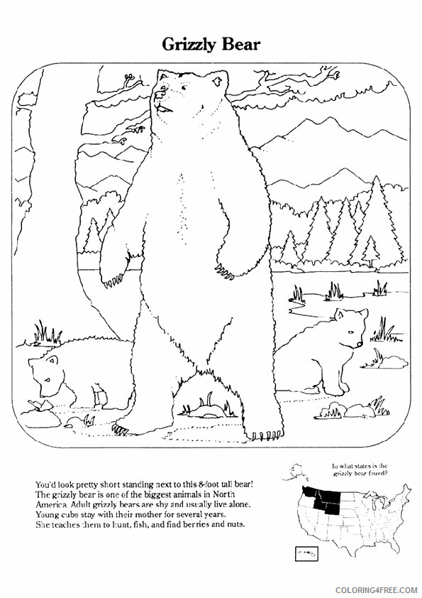 Grizzly Bear Coloring Sheets Animal Coloring Pages Printable 2021 2198 Coloring4free