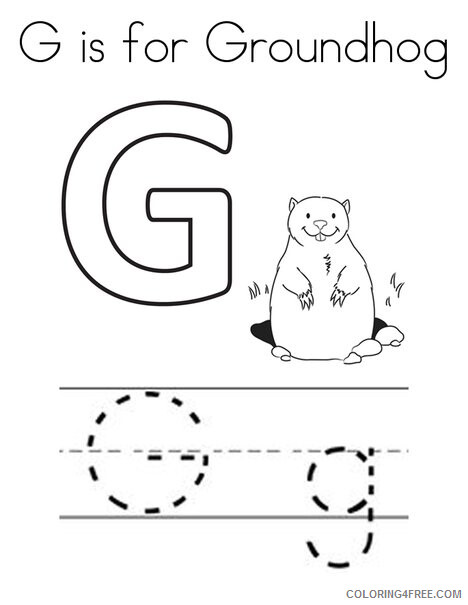 Groundhog Coloring Pages Animal Printable G is for Groundhog Worksheet 2021 Coloring4free