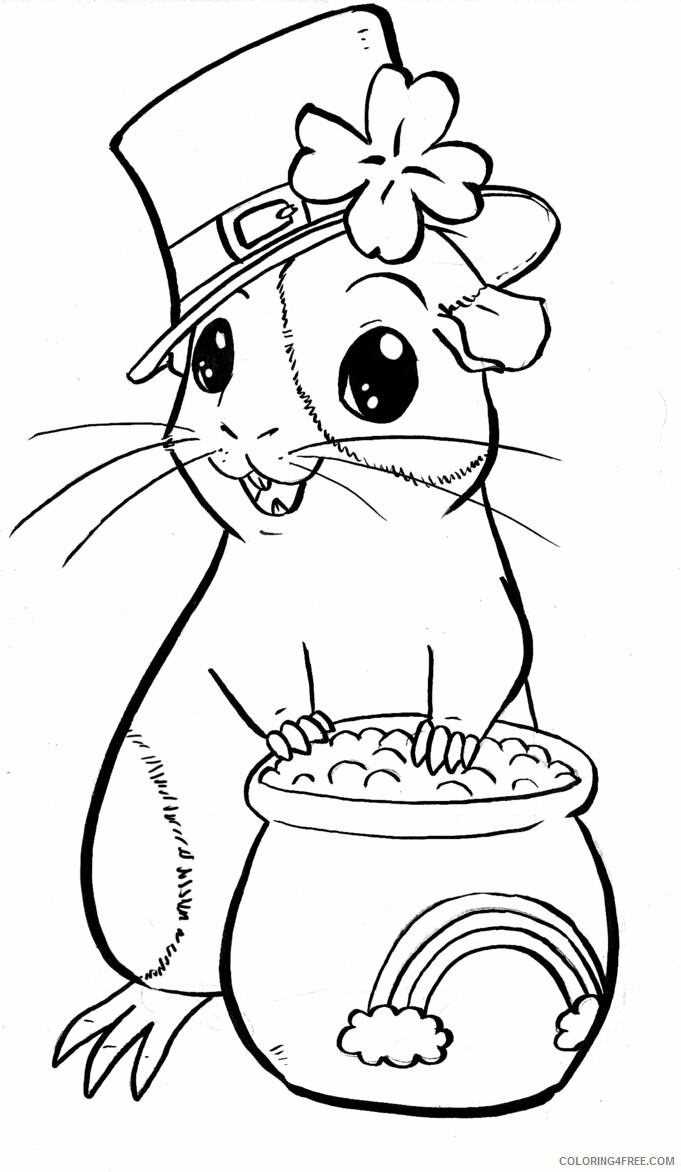Guinea Pig Coloring Pages Animal Printable Sheets St Patricks Guinea Pig 2021 Coloring4free