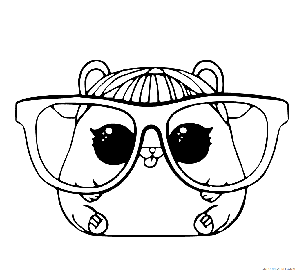 Hamster Coloring Pages Animal Printable Sheets Hamster with Big Glasses 2021 2578 Coloring4free