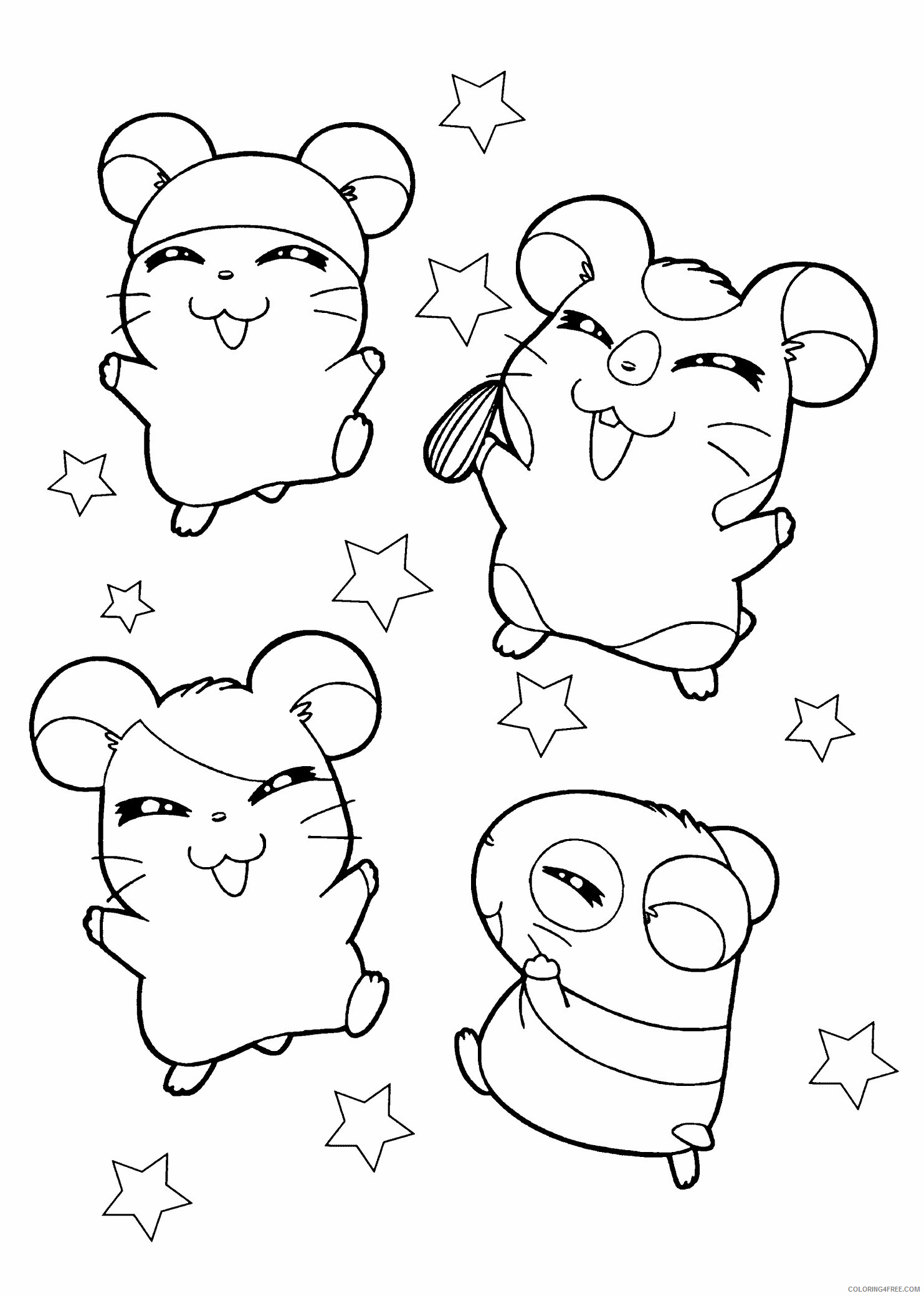 Hamster Coloring Pages Animal Printable Sheets Happy Hamsters 2021 2582 Coloring4free