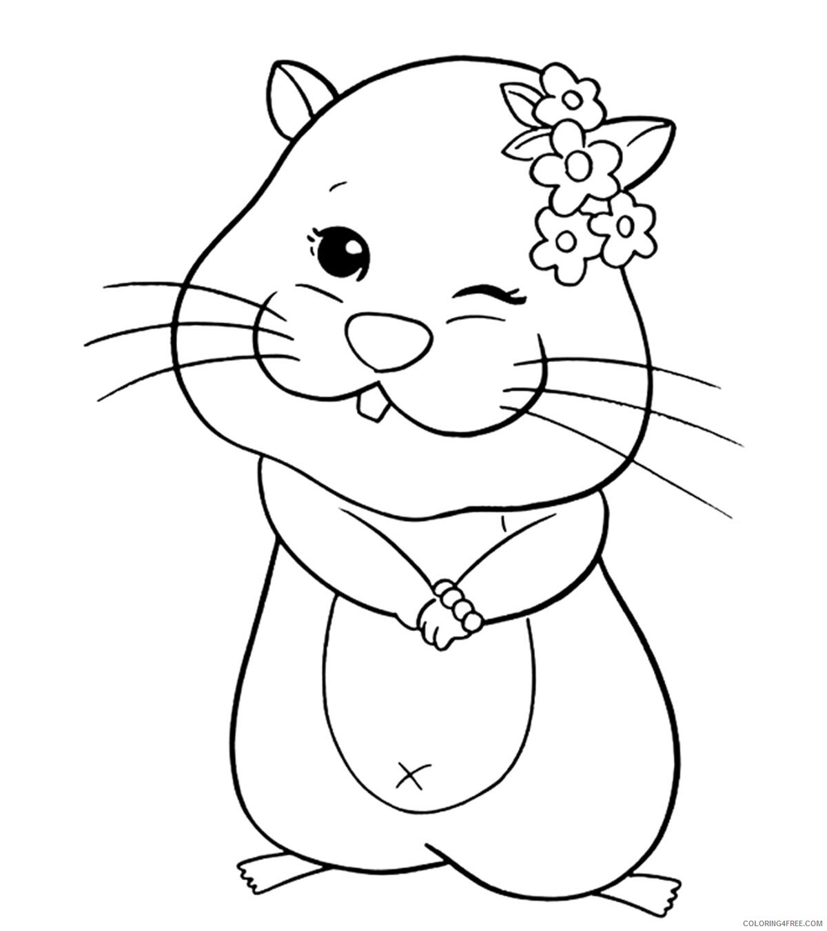 Hamster Coloring Pages Animal Printable Sheets Sweet Hamster 2021 2585 Coloring4free