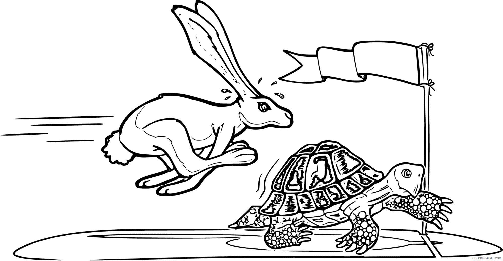 Hare Coloring Pages Animal Printable Sheets Tortoise and Hare Race 2021 2606 Coloring4free