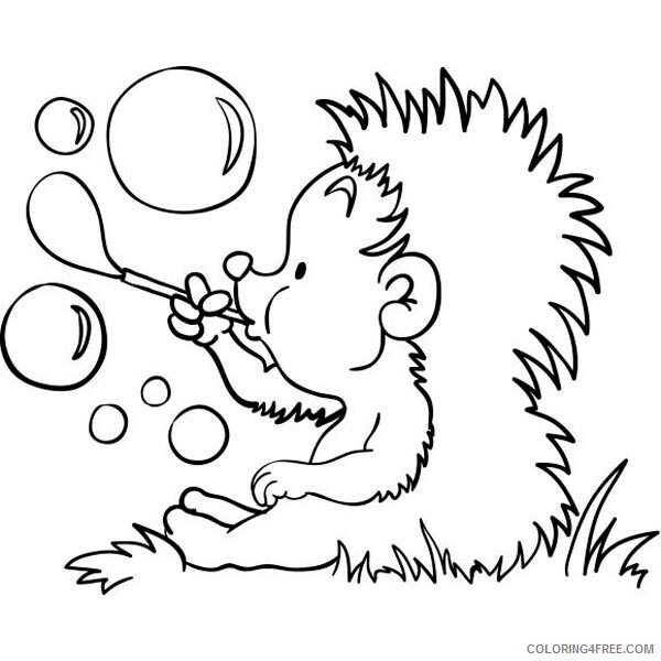 Hedgehog Coloring Pages Animal Printable Sheets Blowing Bubbles 2021 2637 Coloring4free