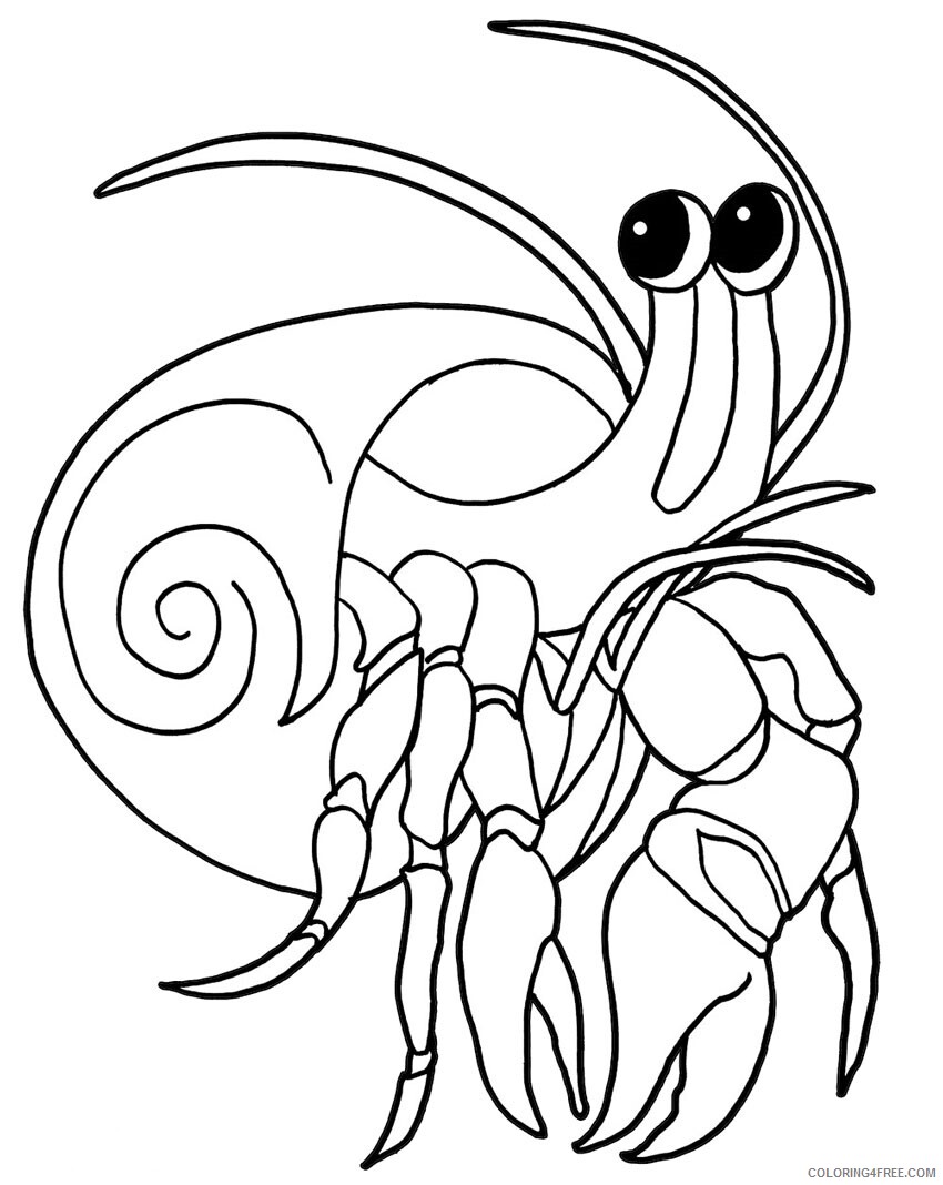 Hermit Crab Coloring Pages Animal Printable Sheets for kids 2021 2651 Coloring4free