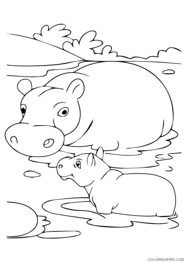 Hippo Coloring Sheets Animal Coloring Pages Printable 2021 2331 Coloring4free