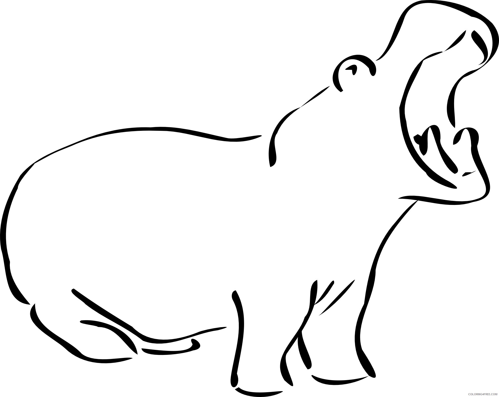 Hippopotamus Coloring Pages Animal Printable Sheets Free Hippo 2 2021 2678 Coloring4free