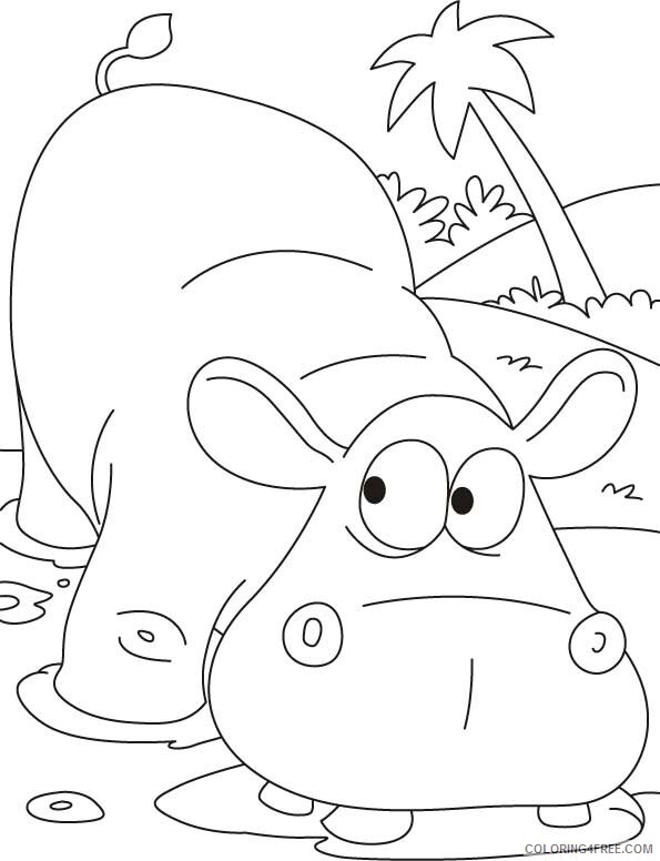 Hippopotamus Coloring Pages Animal Printable Sheets Hippopotamus 2021 2714 Coloring4free