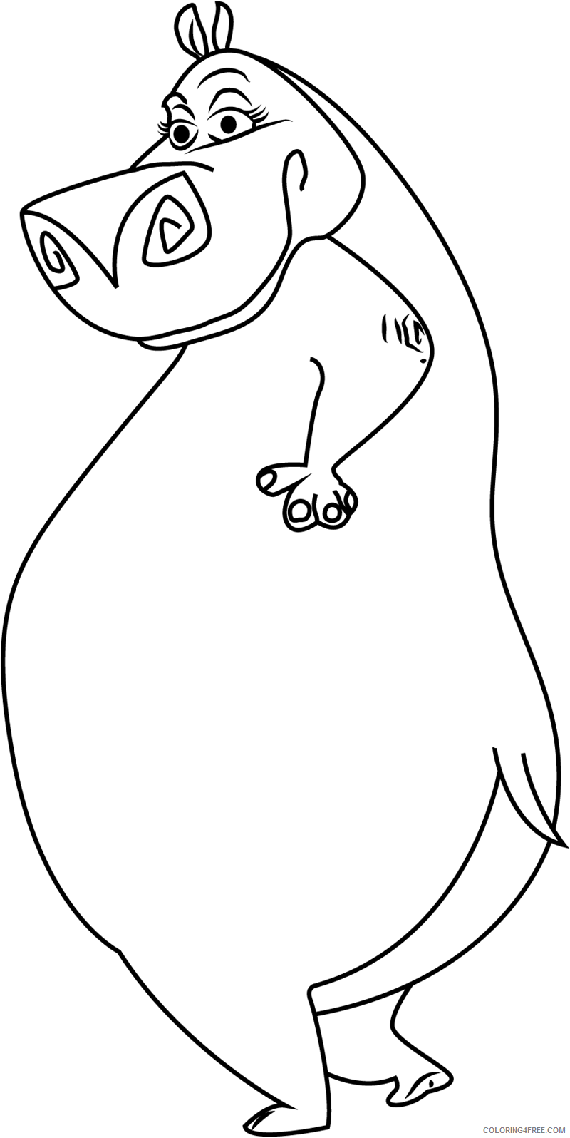 Hippopotamus Coloring Pages Animal Printable Sheets gloria the hippo 2021 2673 Coloring4free