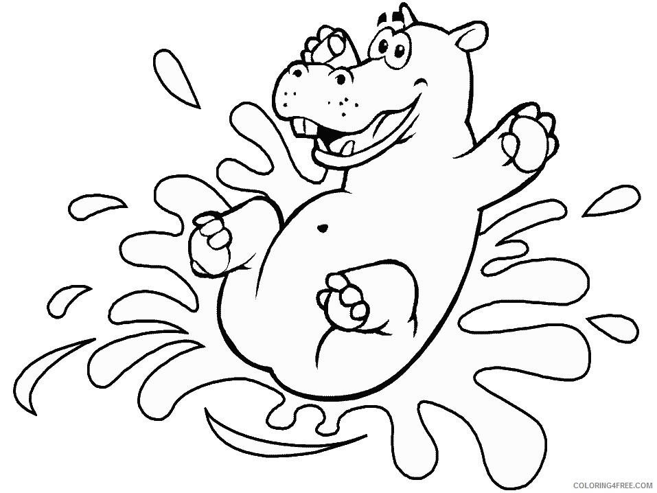 Hippopotamus Coloring Pages Animal Printable Sheets hippo 2021 2683 Coloring4free