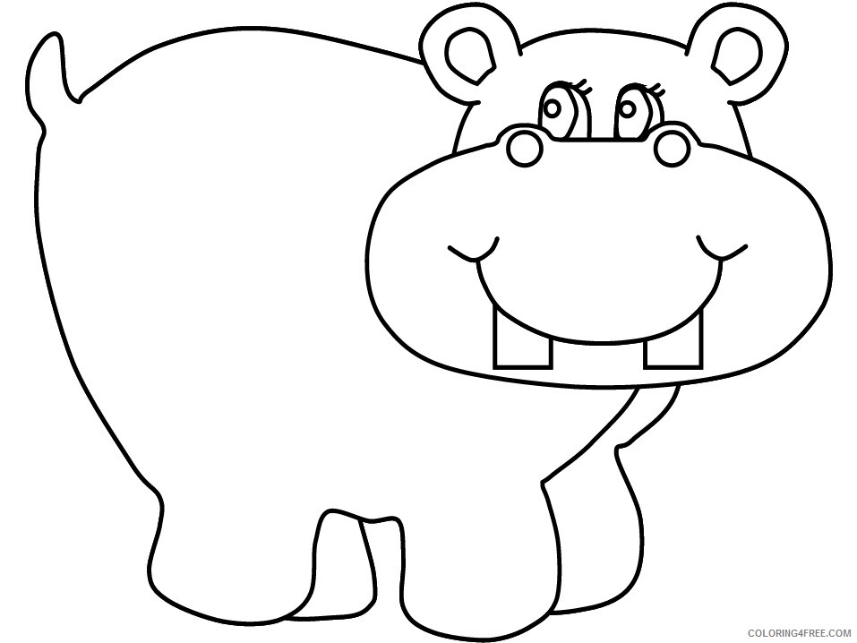 Hippopotamus Coloring Pages Animal Printable Sheets hippo2 2021 2692 Coloring4free