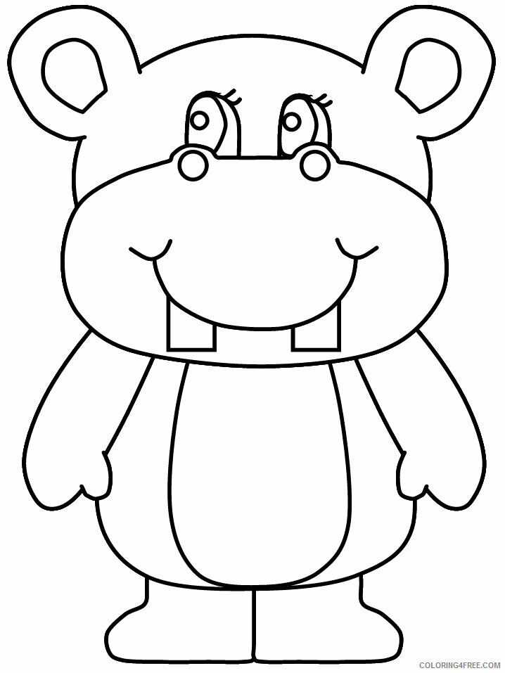 Hippopotamus Coloring Pages Animal Printable Sheets hippo4 2021 2695 Coloring4free