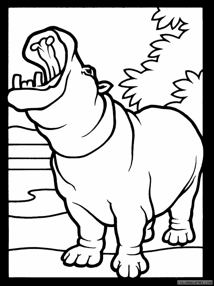 Hippopotamus Coloring Pages Animal Printable Sheets hippo6 2021 2697 Coloring4free