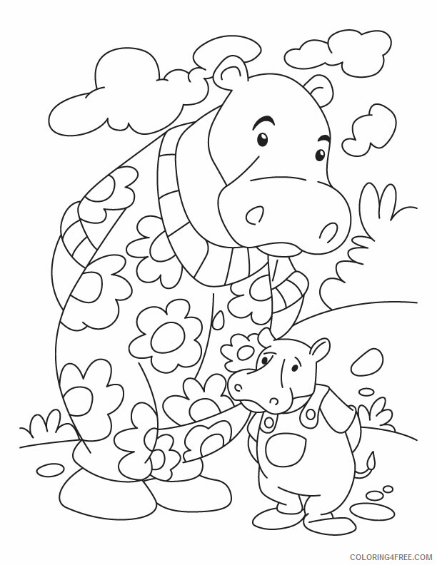 Hippopotamus Coloring Pages Animal Printable Sheets hippo_CL_16 2021 2690 Coloring4free