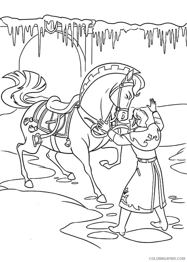 Horses Coloring Pages Animal Printable Hans Trying to Settle the Horse Down 2021 Coloring4free