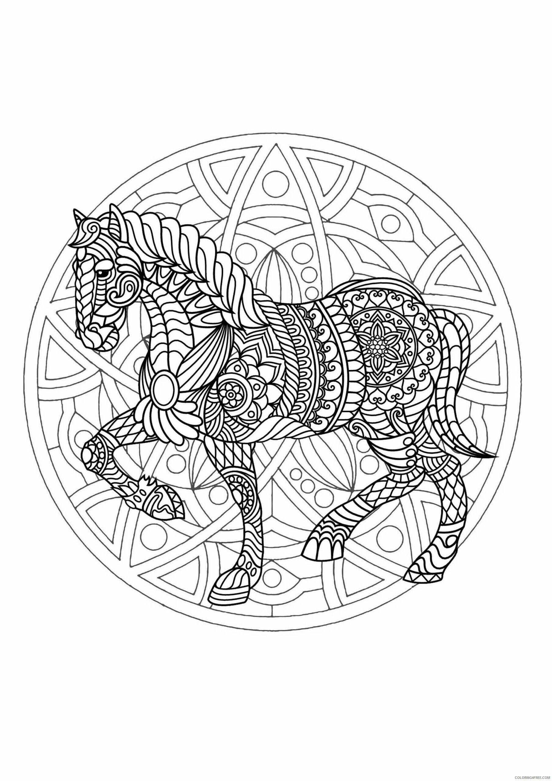 Horses Coloring Pages Animal Printable Sheets Horse Animal Mandala 2021 2757 Coloring4free