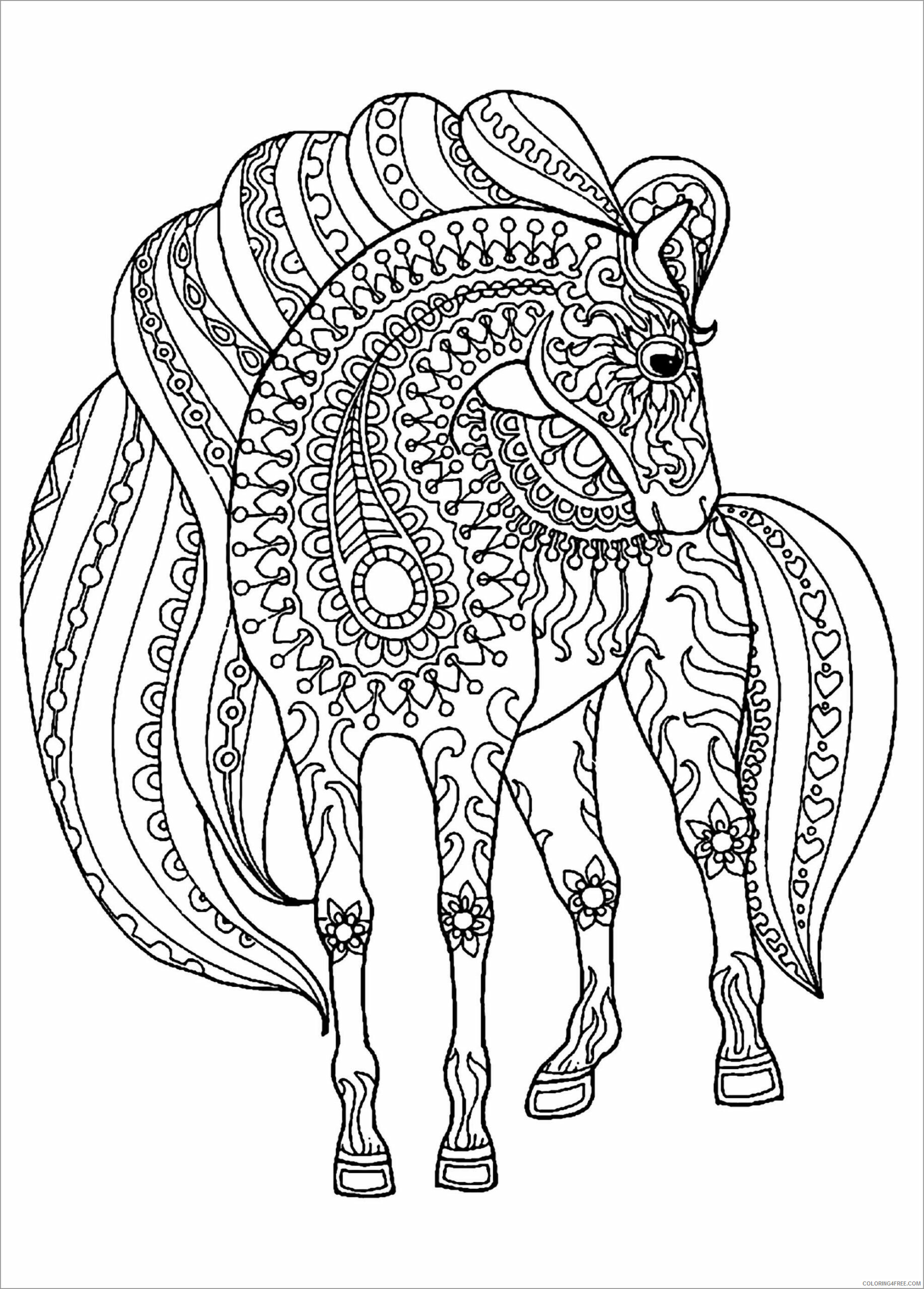 Horses Coloring Pages Animal Printable Sheets animal mandala horse 2021 2719 Coloring4free