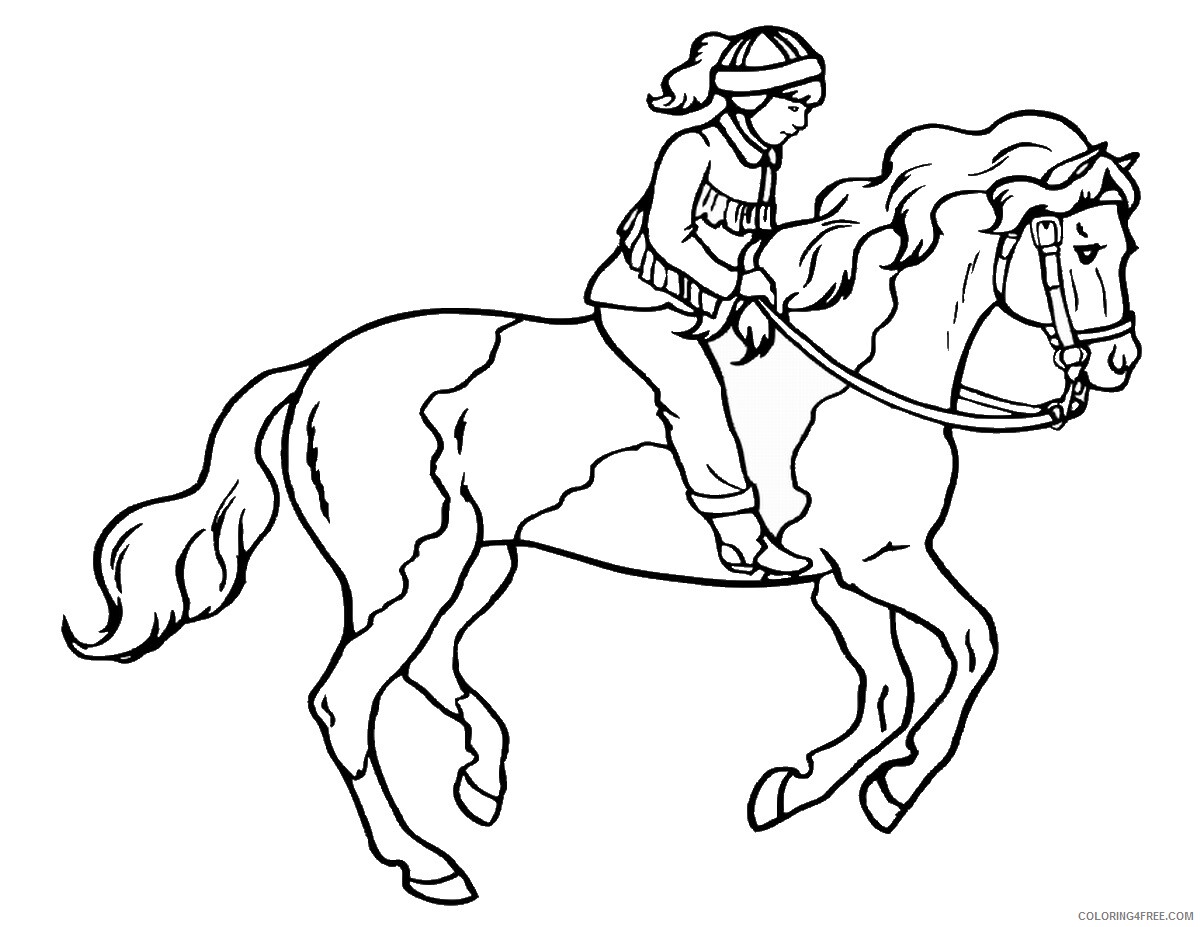 Раскраска лошадь с наездником