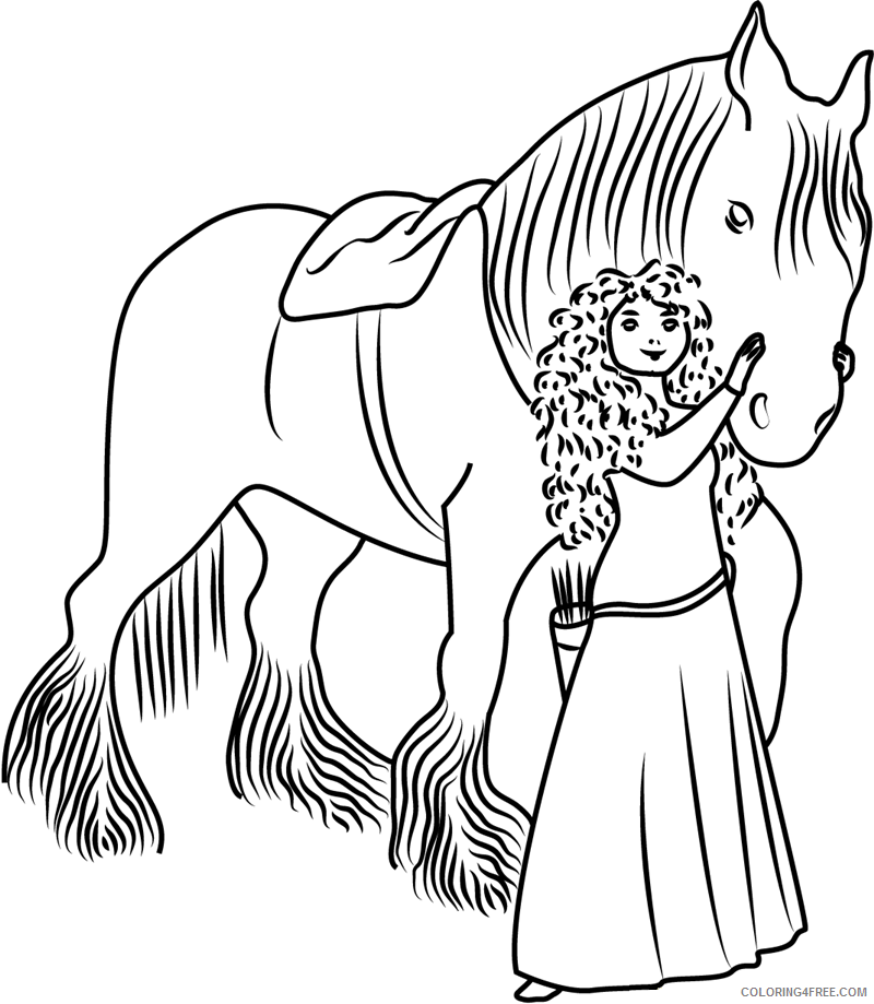Horses Coloring Pages Animal Printable Sheets merida with horse 2021 2800 Coloring4free